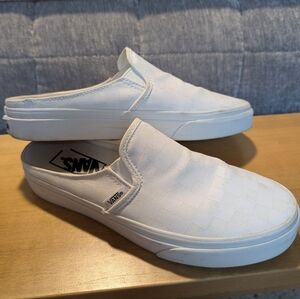 Vans White Slip-On Mules